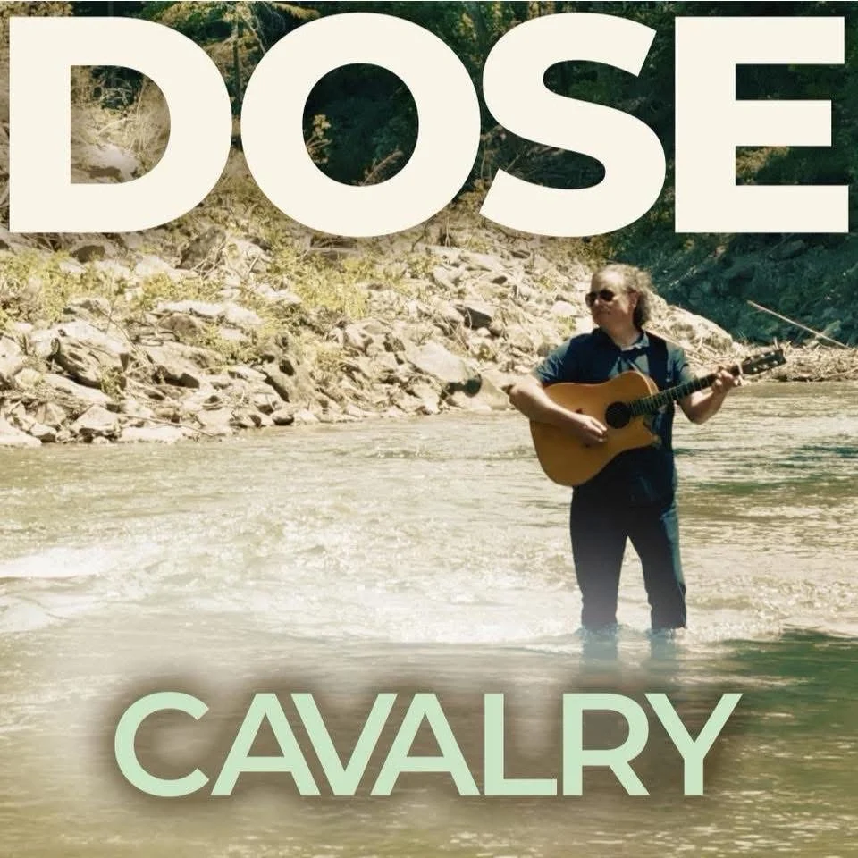 Cavalry artwork featuring Jamie Dose playing guitar in a river